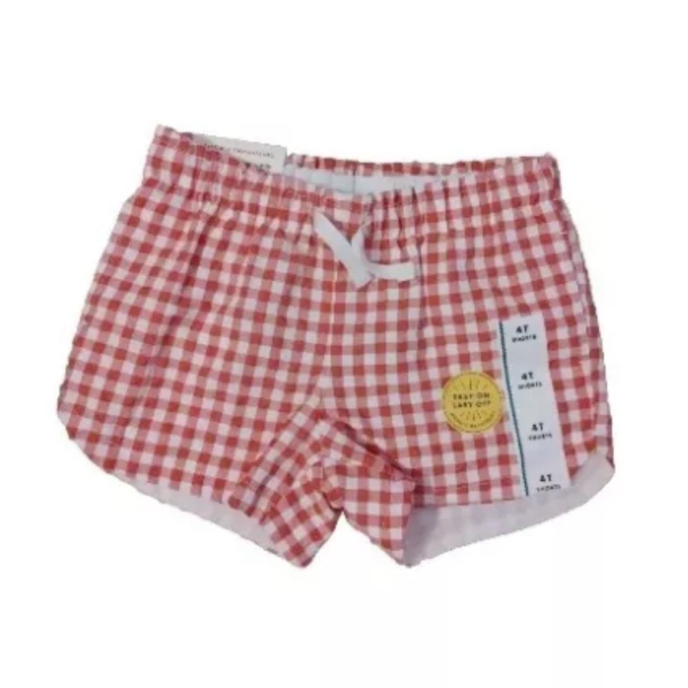Cat & Jack toddler girls red & white gingham shorts NWT